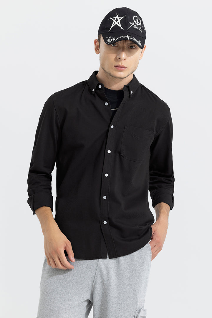 V Pocket Black Shirt