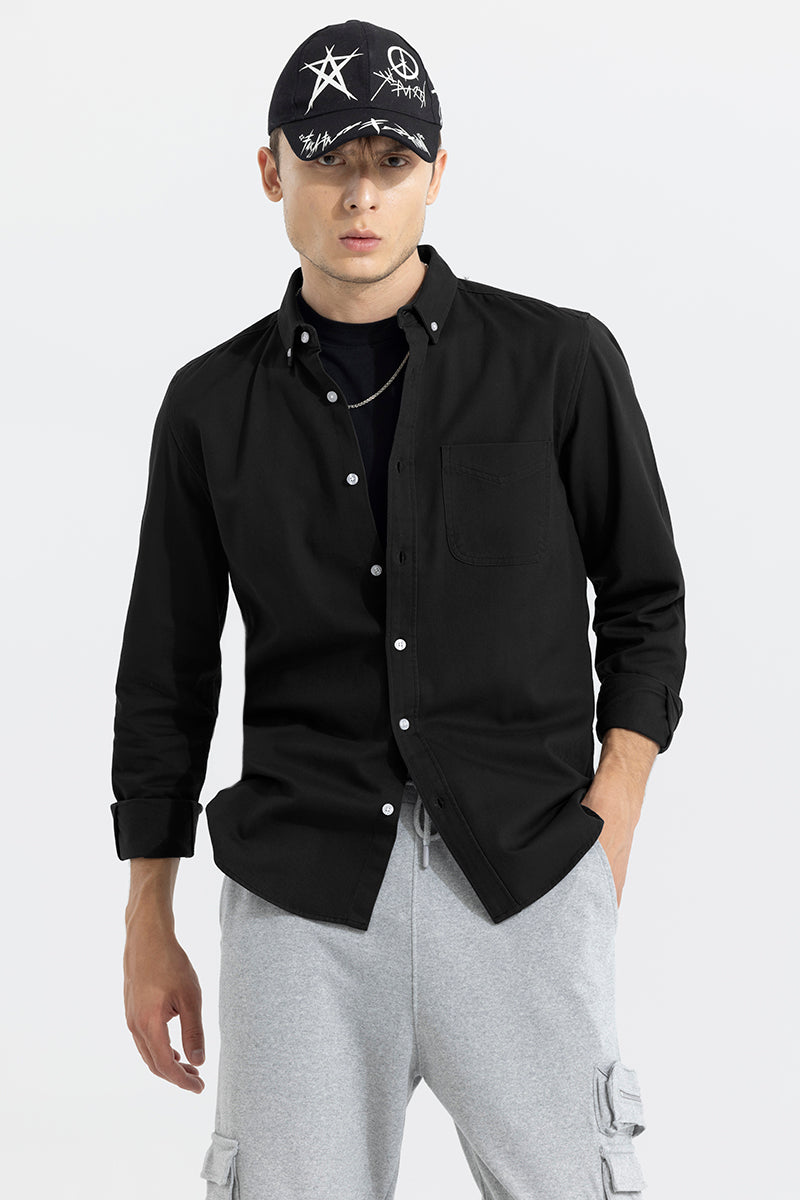 V Pocket Black Shirt