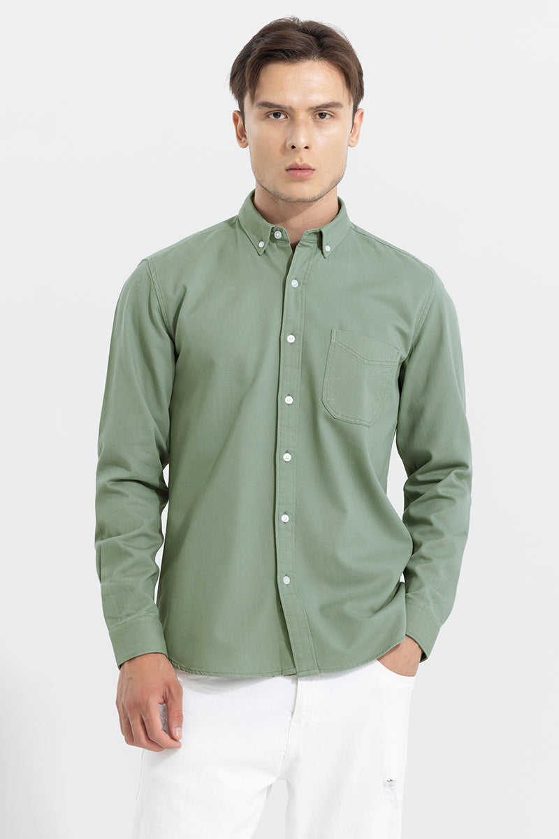 Buy Men's V Pocket Mint Green Shirt Online | SNITCH