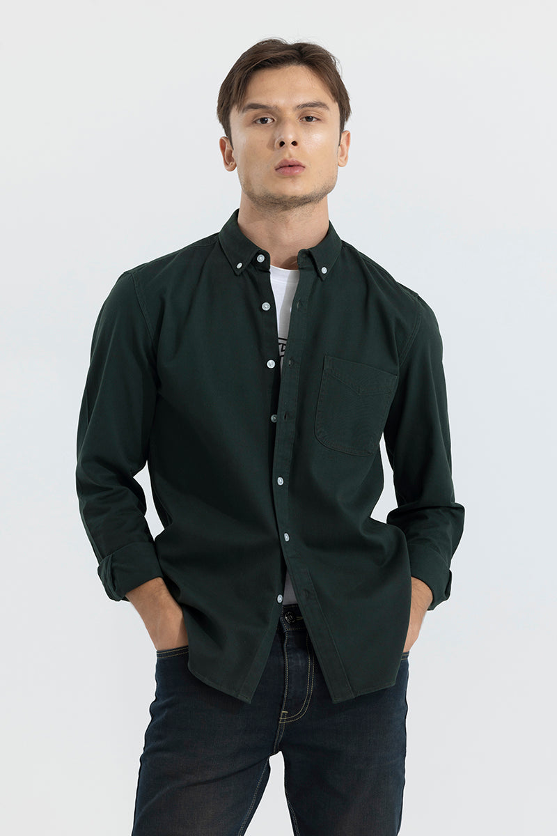 V Pocket Dark Green Shirt