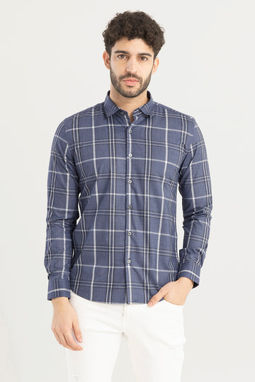 Buy Men's Cubix Square Melange Blue ShirtOnline | SNITCH