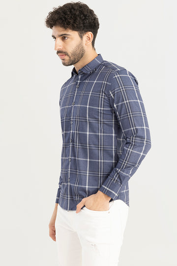 Buy Men's Cubix Square Melange Blue ShirtOnline | SNITCH