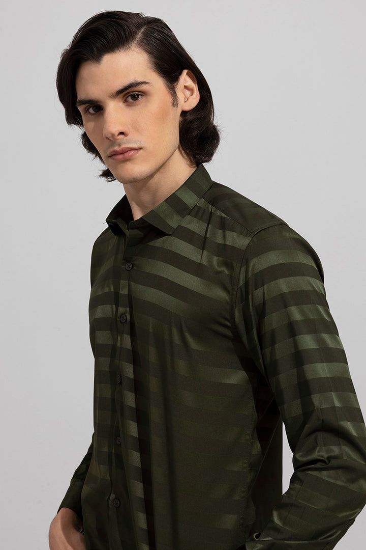 Shaded Stripe Olive Shirt