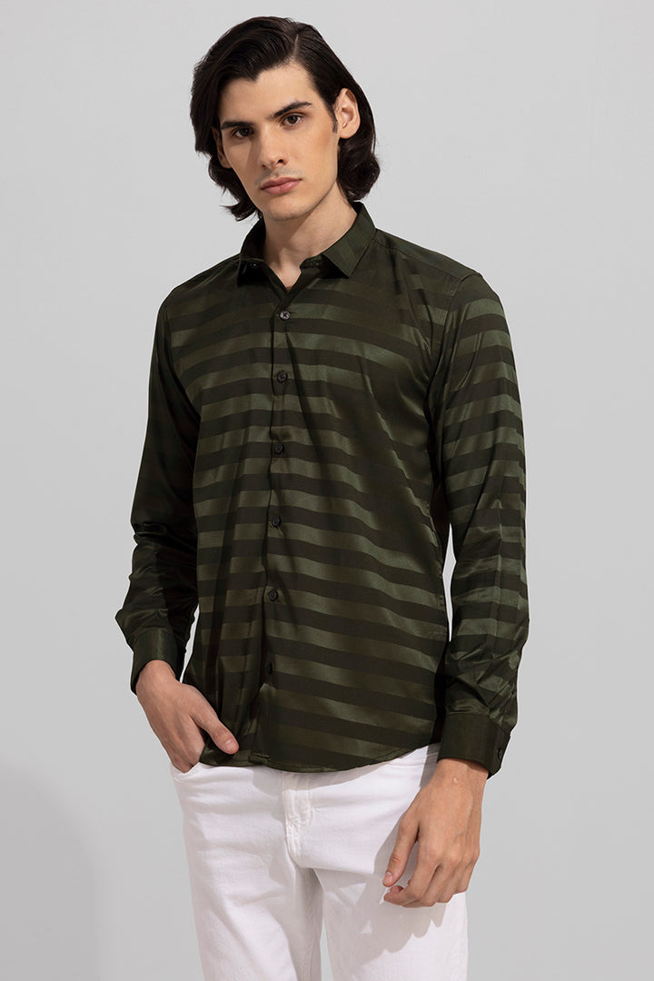 Shaded Stripe Olive Shirt