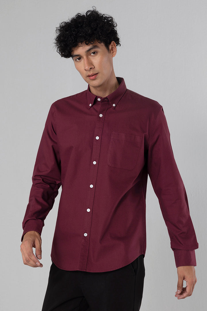 Zece Maroon Oxford Shirt
