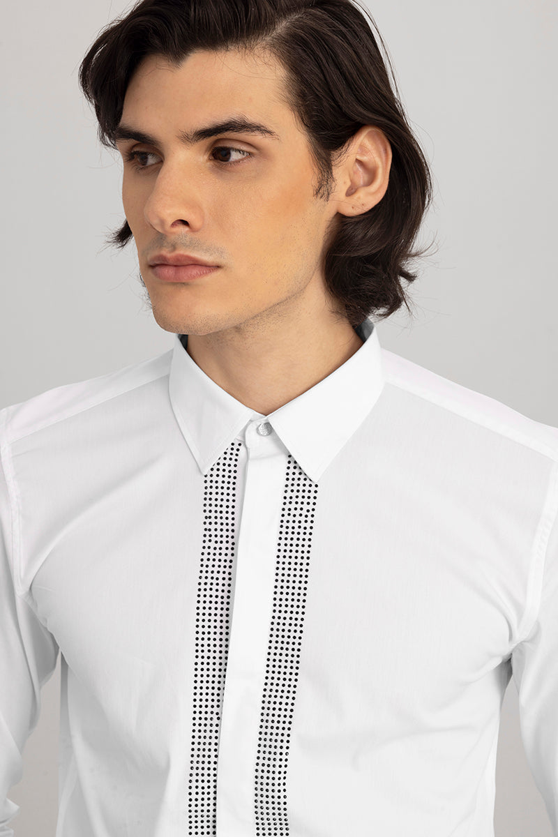 Buy Men's Crystal Embellished White Shirt Online | SNITCH