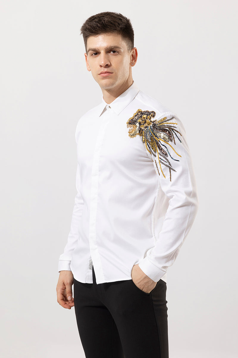 Leon White Embroidery Shirt