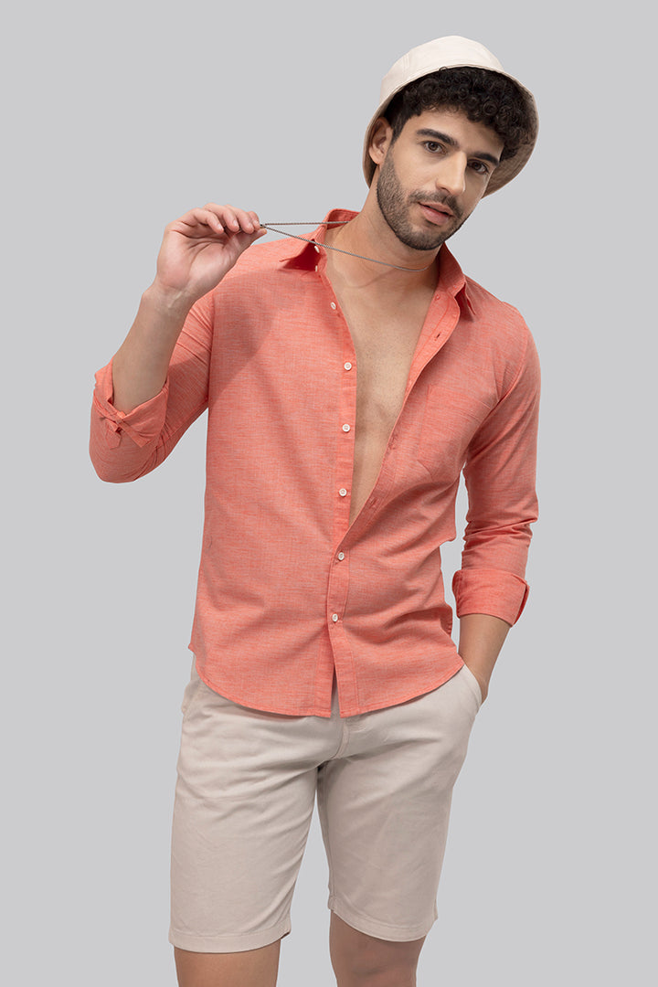 Sprauncy Coral Pink Linen Shirt