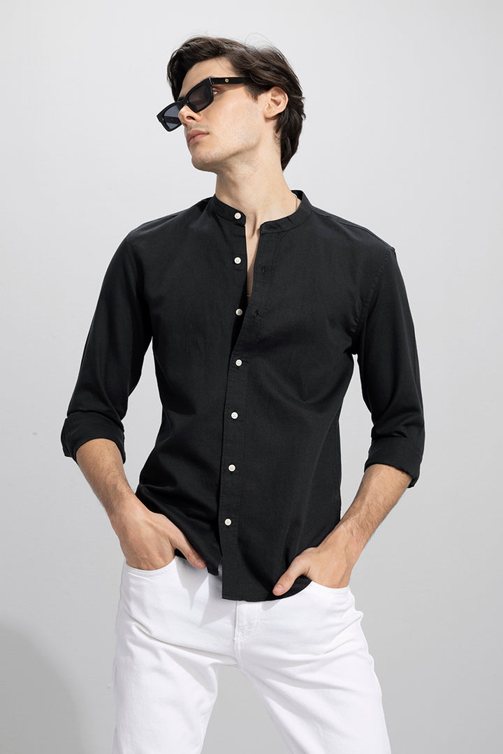 Fang Linen Black Shirt