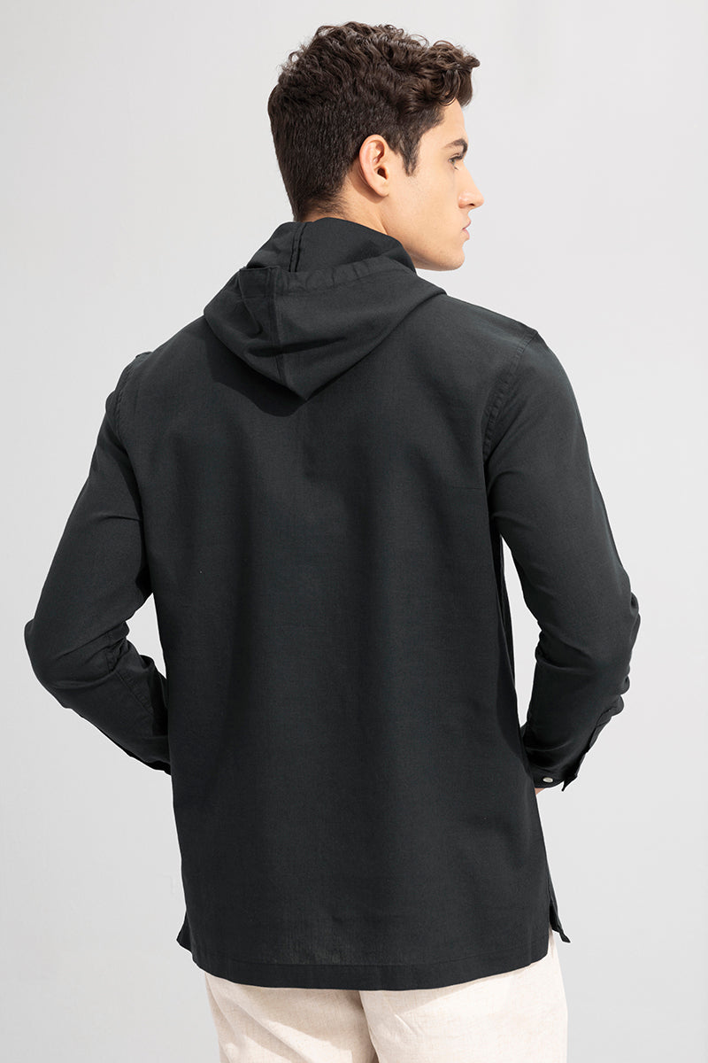 Buy Men's Brezee Linen Black Hoodie Shirt Online