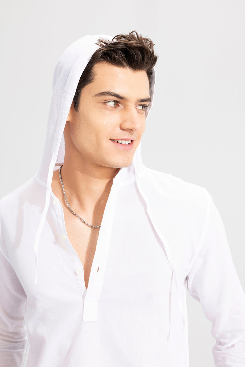 Mens white linen sales hoodie