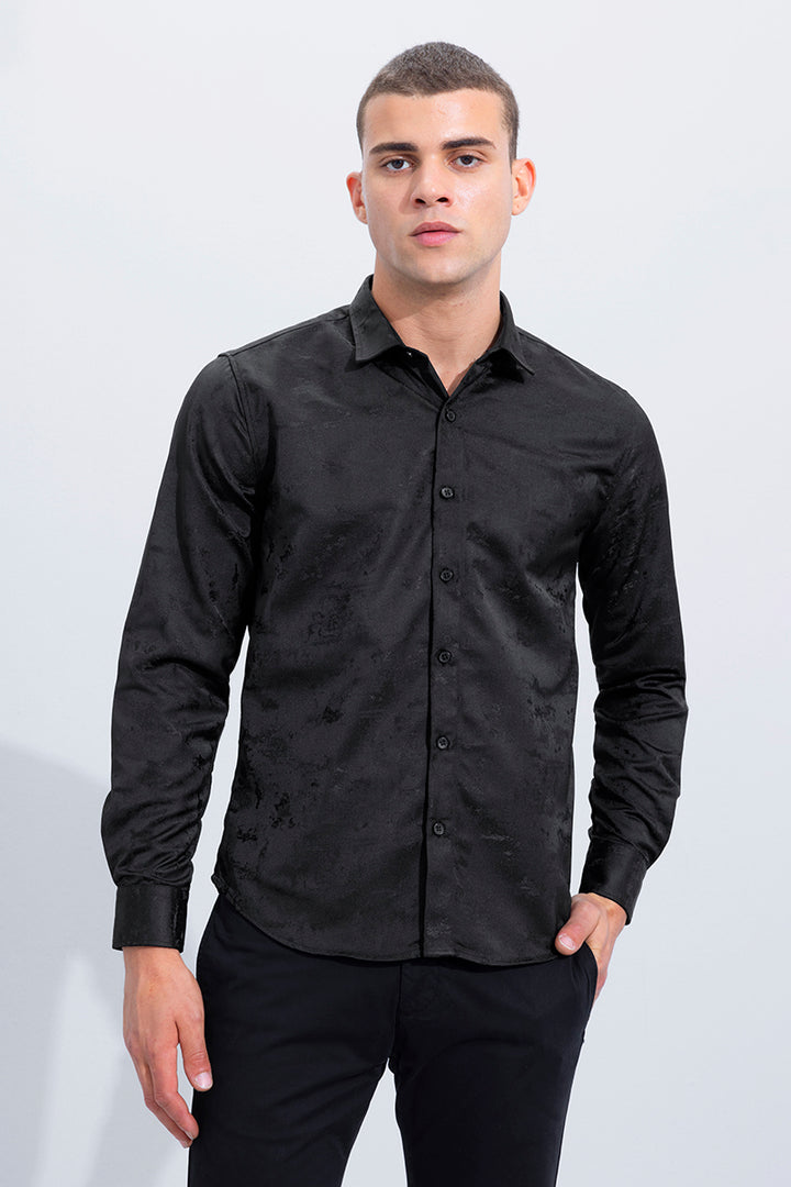Textured Jacquard Black Shirt