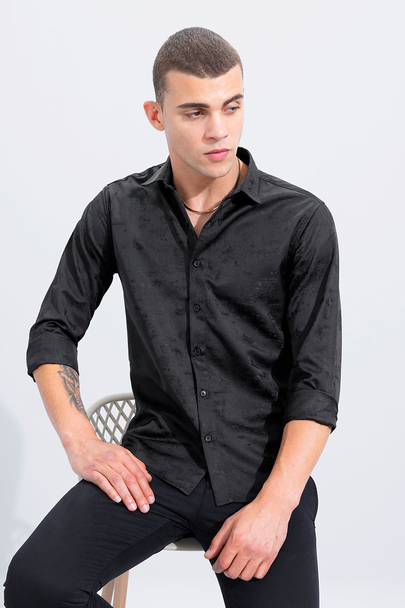Textured Jacquard Black Shirt