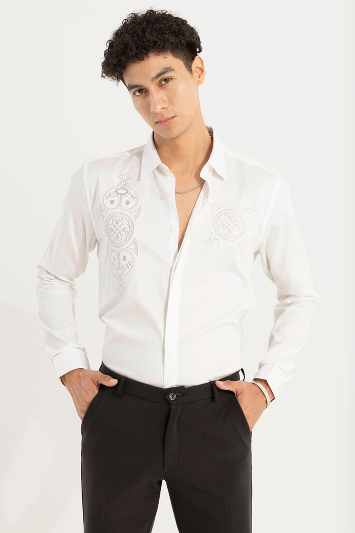 Spadille White Embroidery Shirt