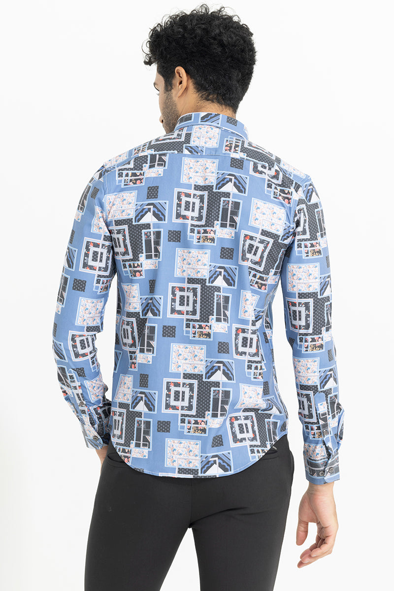 Abstract Block Blue Shirt