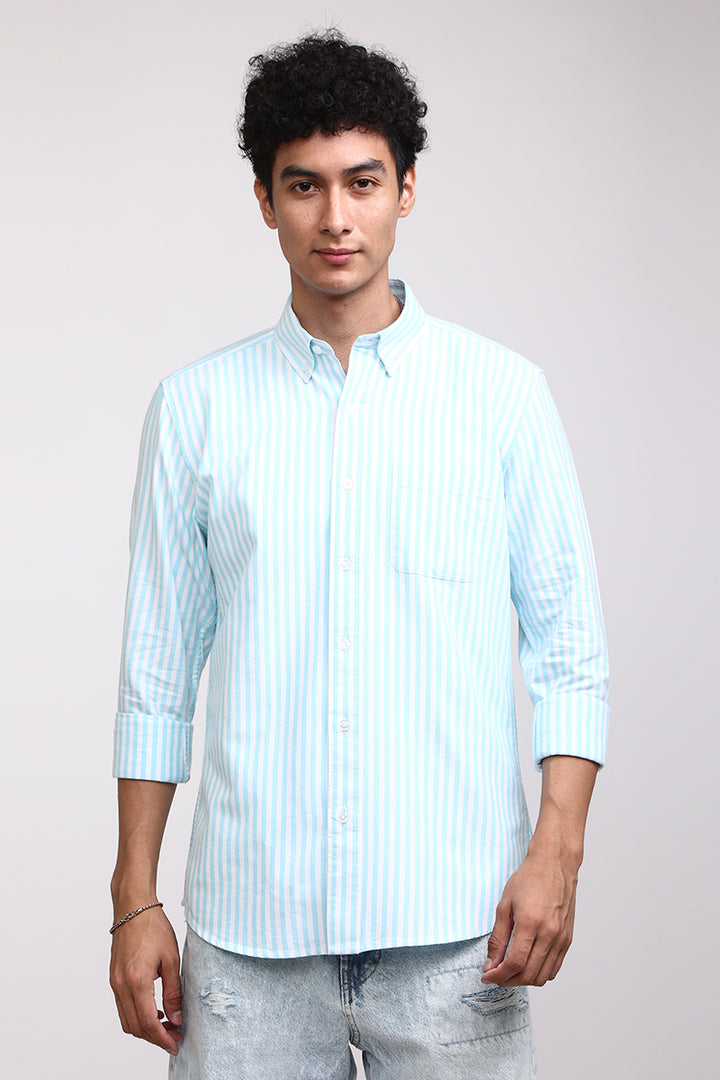 Basic Stripe Mint Blue Shirt