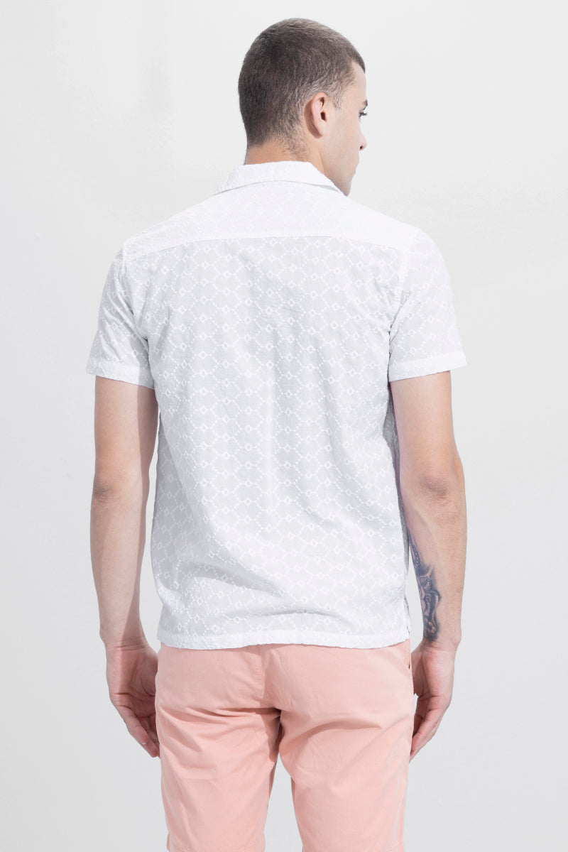 Diamond Shape White Embroidery Shirt
