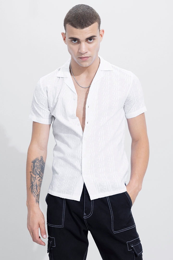 Tri Lane White Embroidery Shirt