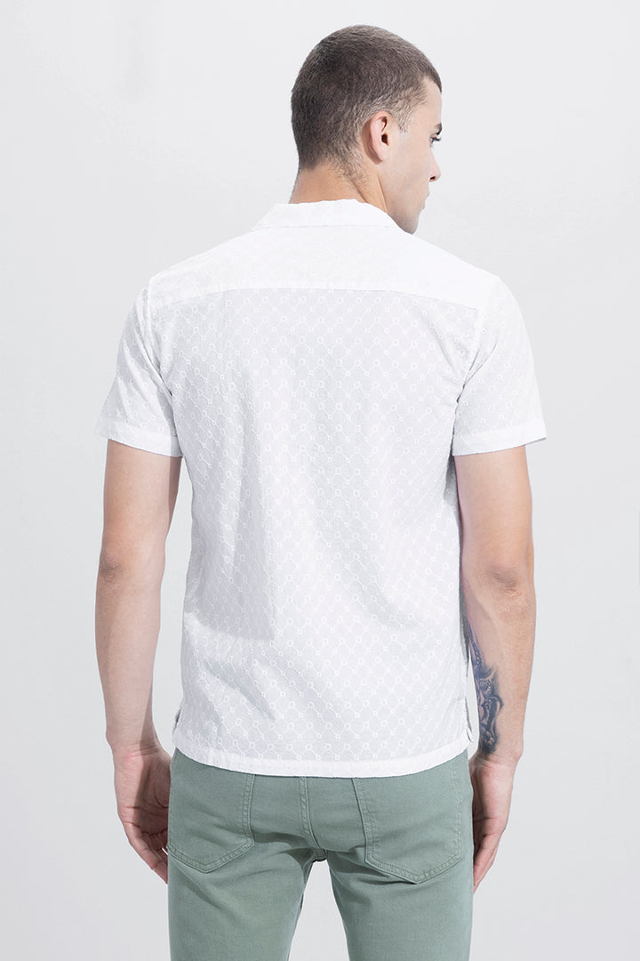 Connecting Dots White Embroidery Shirt