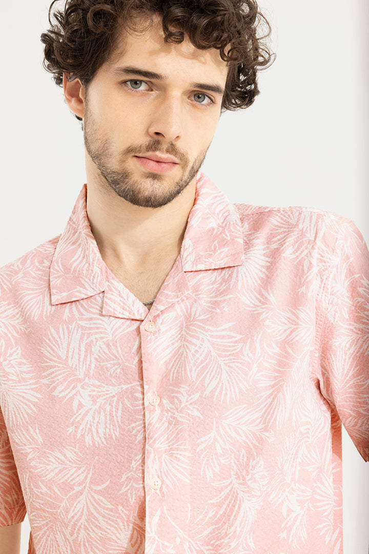 Palm Seer Sucker Pink Shirt