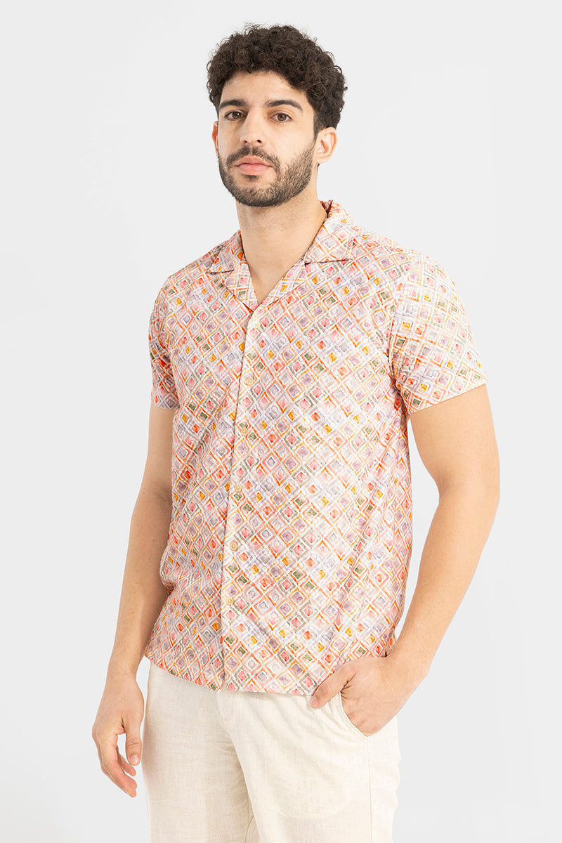 Water Square Multicolour Embroidery Shirt
