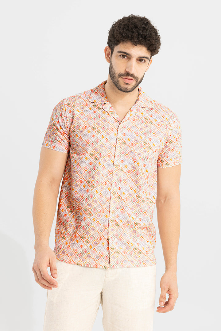 Water Square Multicolour Embroidery Shirt