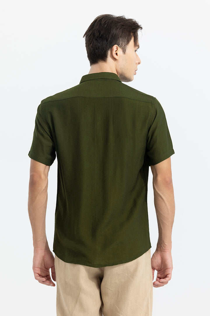 Textured Line Olive Shirt