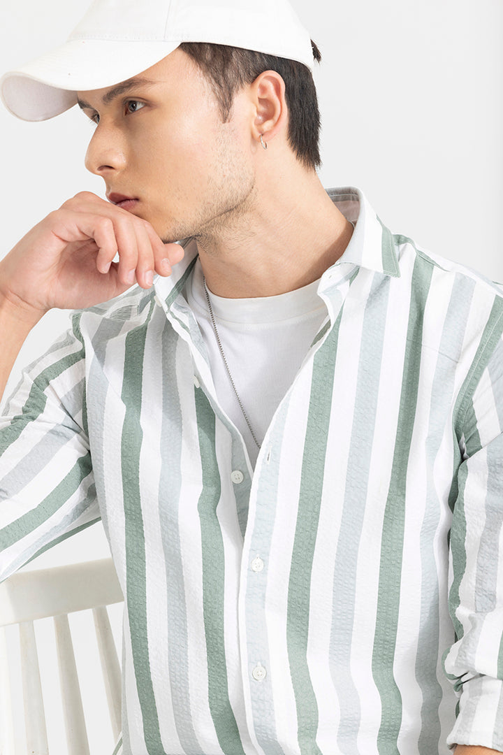 Boring Stripe Green Seersucker Shirt