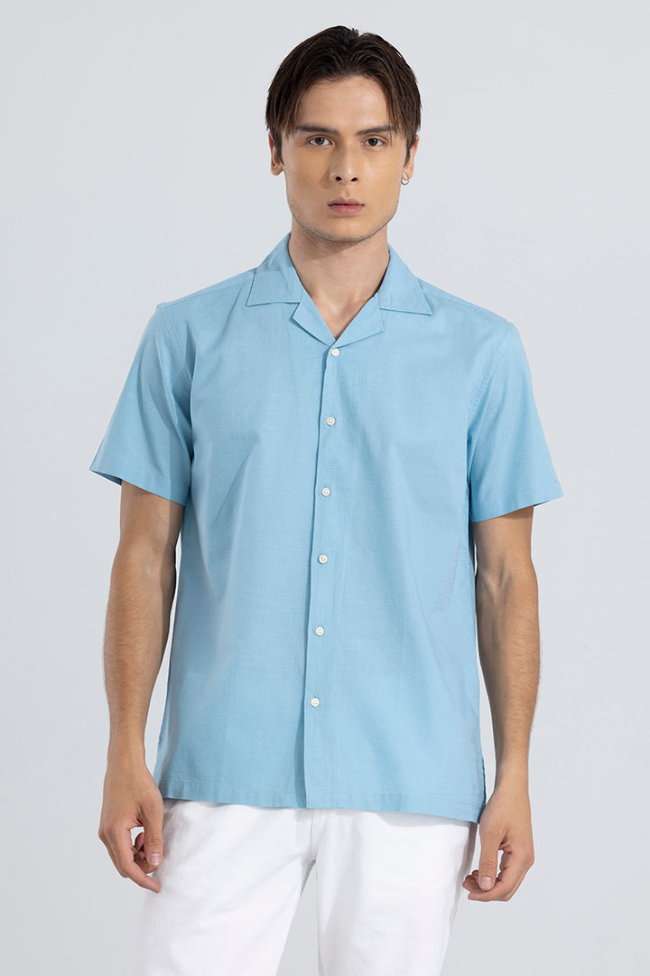 Buy Men's Cambric Linen Blue Shirt Online | SNITCH