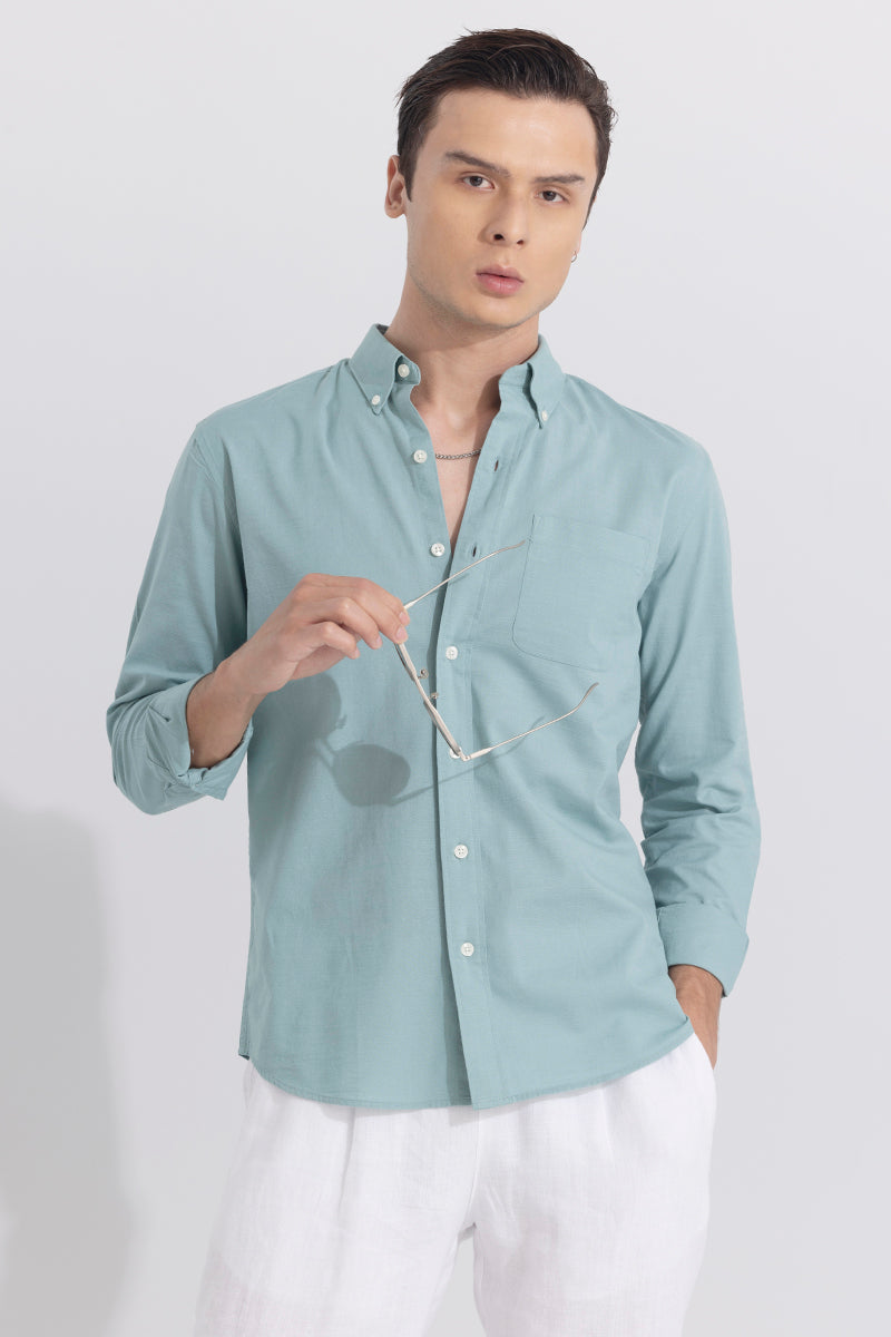 Linen Blend Pastel Green Shirt