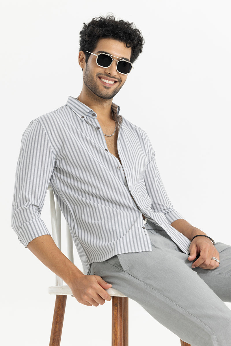 Buy Men's Cabana Stripes Grey Shirt Online | SNITCH