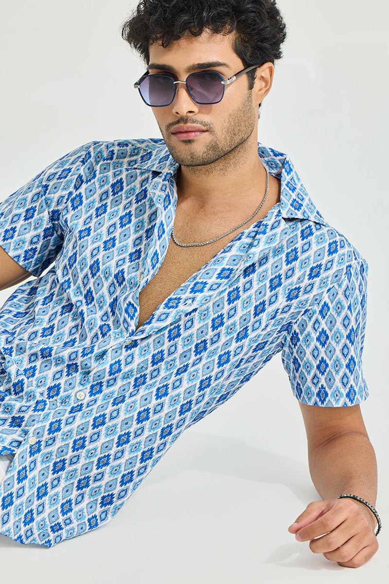 Square Metal Frame Gradient Blue Sunglasses
