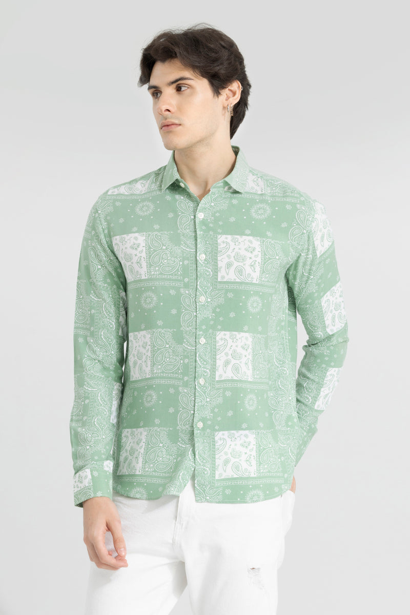 Persian Motif Green Shirt