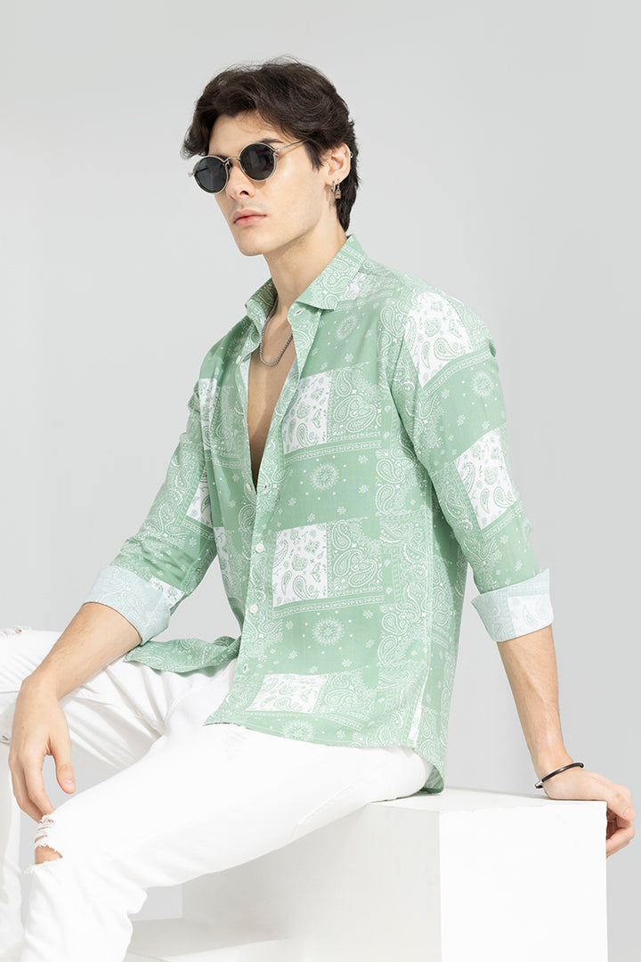 Persian Motif Green Shirt