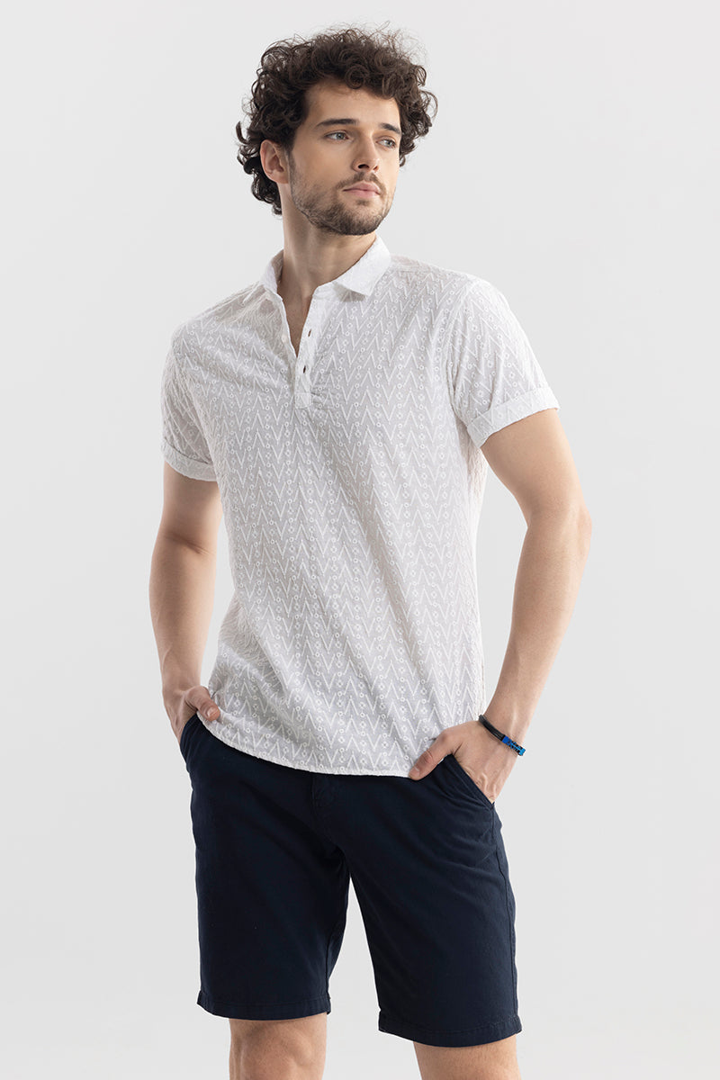 Buy Men's Arrow Dot White Polo T-Shirt Online | SNITCH