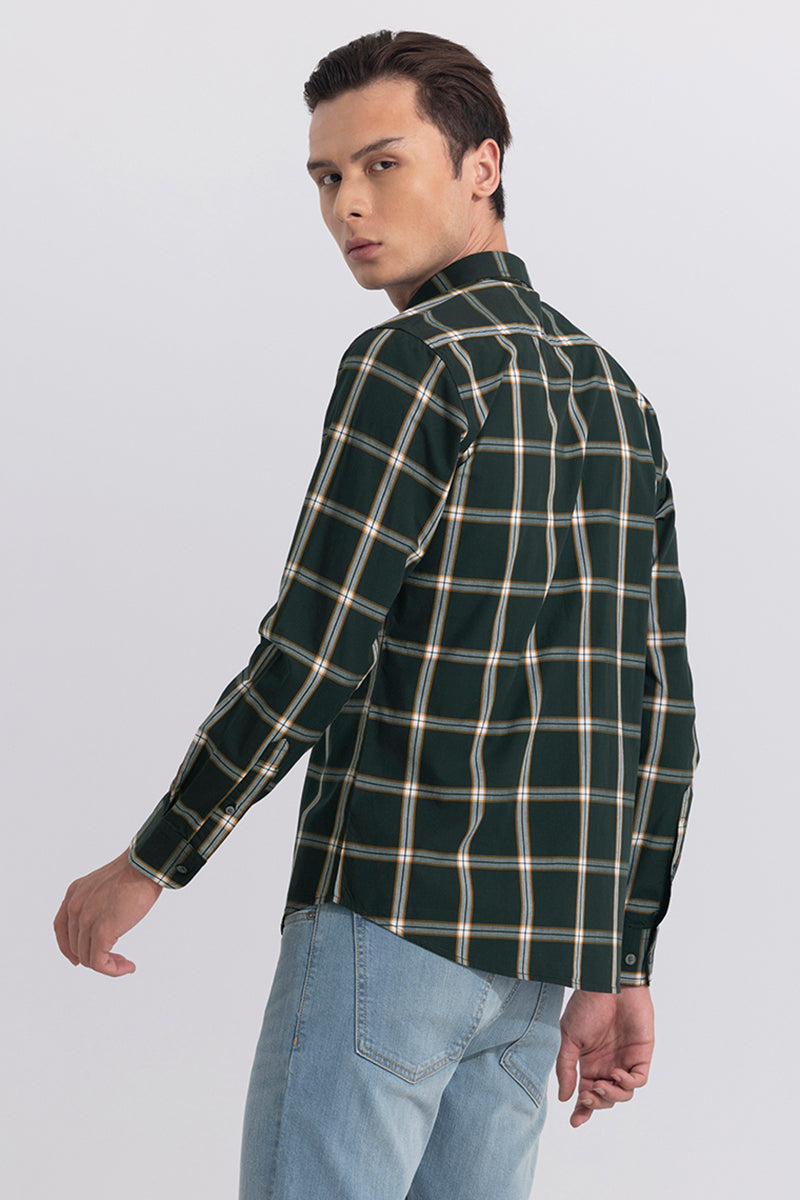 Buy Men's Supernova Check Olive Shirt Online | SNITCH