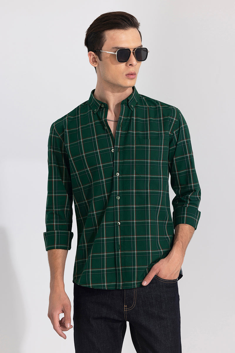 Buy Men's Celestial Check Green Shirt Online | SNITCH