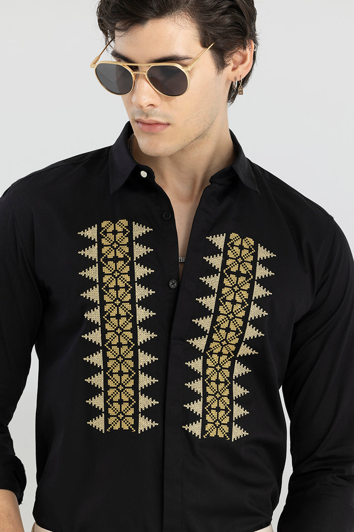 Verpine Embroidery Black Shirt