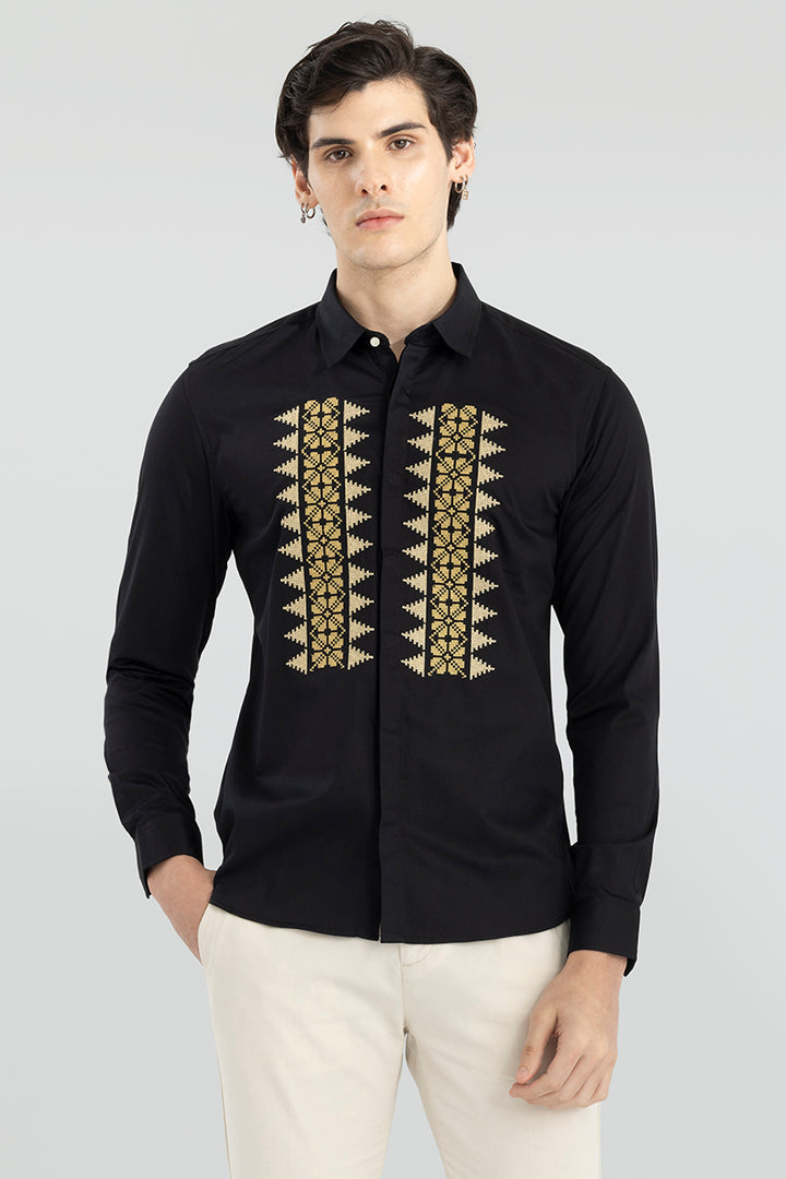 Verpine Embroidery Black Shirt