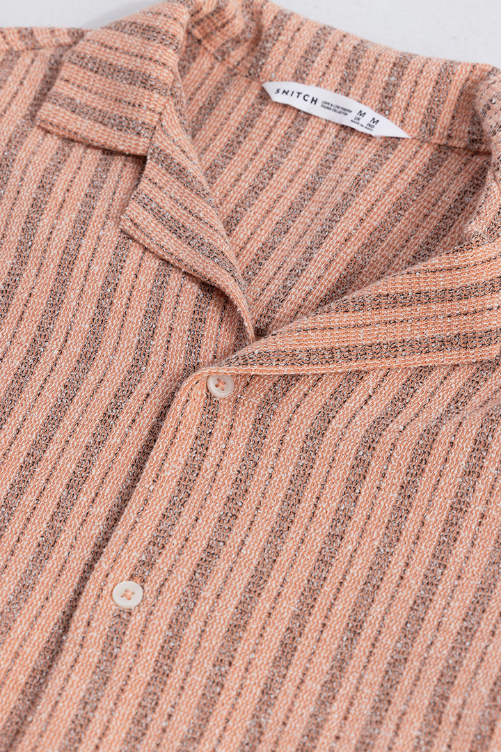 Blaze Stripe Peach Knitted Shirt