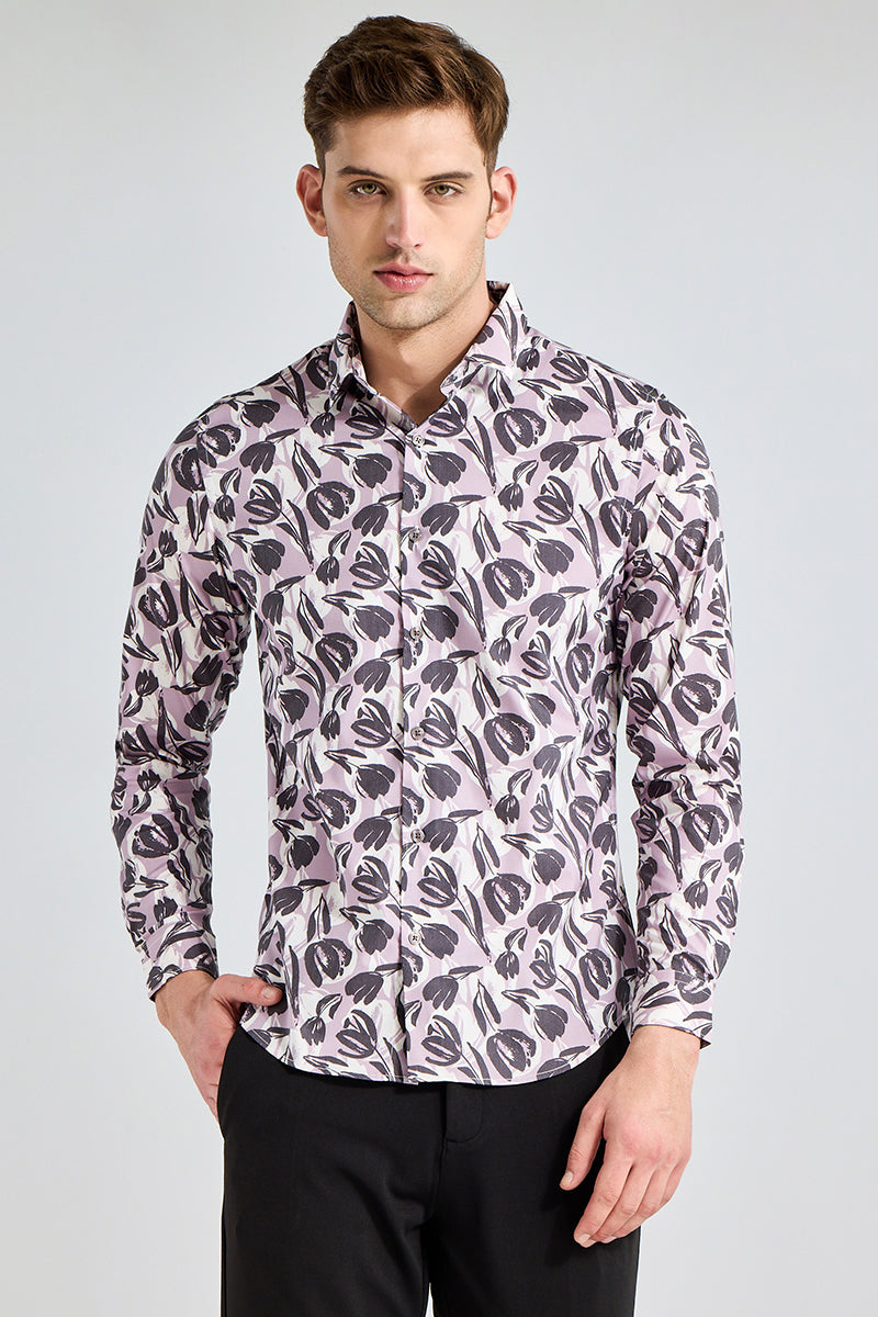 Buy Men's Fusion Leaf Mauve Shirt Online | SNITCH