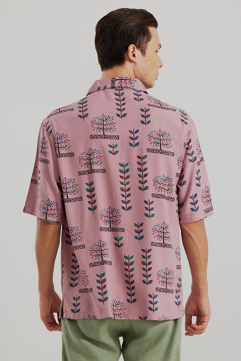 Folk Art Pink Oversized Shirt