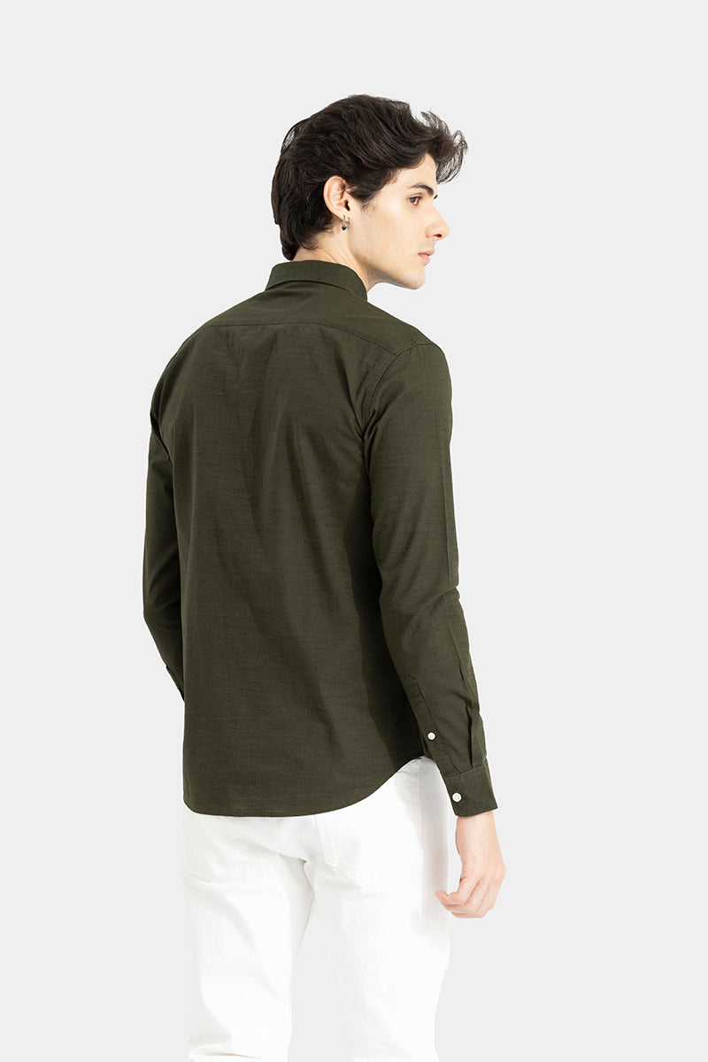 Trig Dark Green Linen Shirt