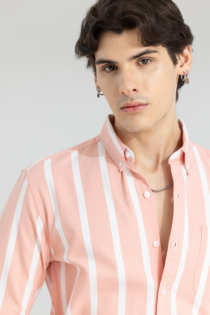 Pencil Stripe Peach Shirt