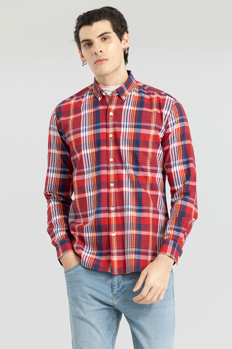 Buy Men's Modest Check Red Shirt Online | SNITCH