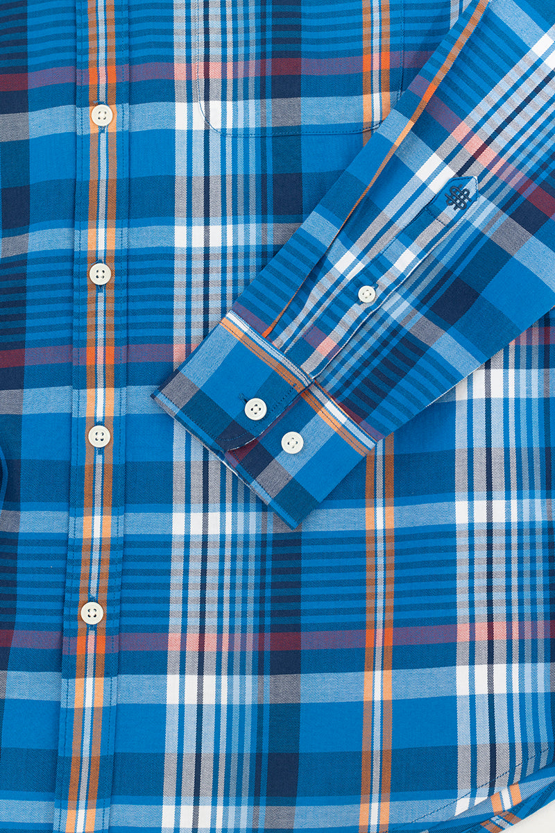 Buy Men's Modest Check Sapphire Blue Shirt Online | SNITCH