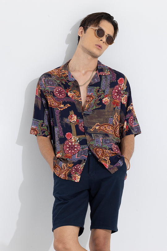 Buy Men's Wildflower Waltz Red Oversized Shirt Online | SNITCH