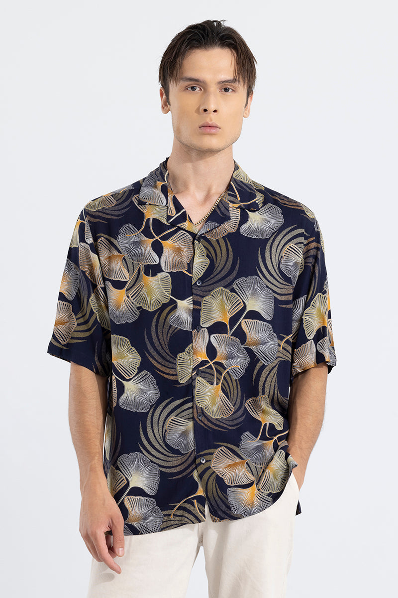 Tropical Twilight Grey Oversized Shirt