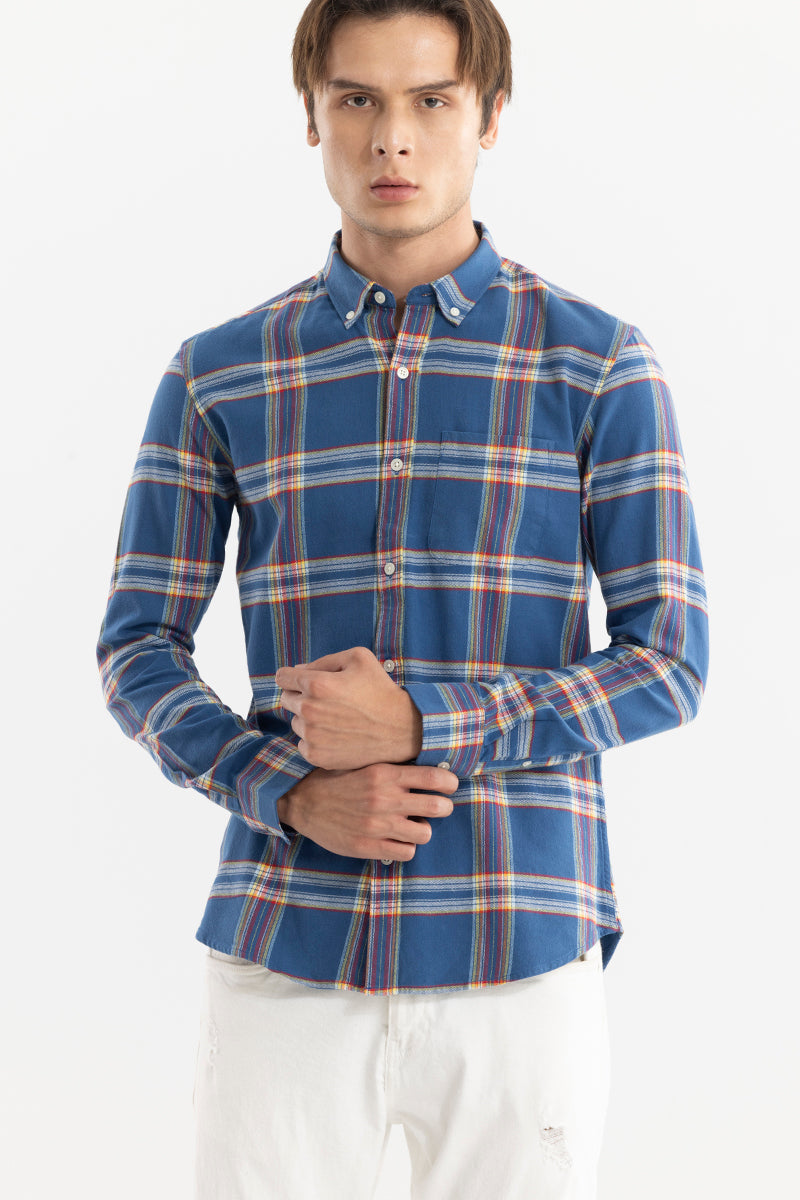 Plaid Vector Check Spruce Blue Shirt