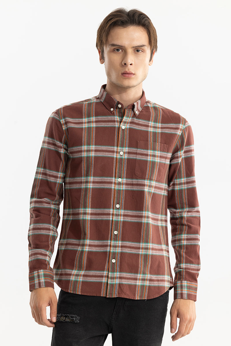 Plaid Vector Walnut Brown Shirt